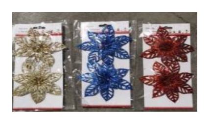 Adorno Navideño Flor x 2 En Blister